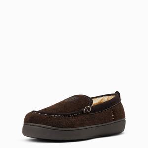 Men's Ariat Lost Lake Moccasin Slippers Chocolate | HAPT-52396