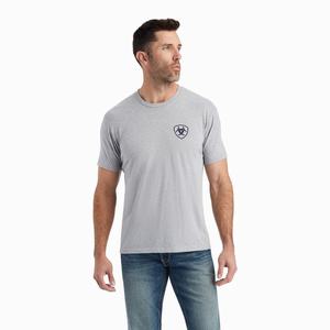 Men's Ariat Lucky Horseshoe Polo Shirts Grey | ROQU-62940