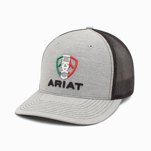 Men's Ariat Mexico Flag Shield Hats Grey | WQJP-38564