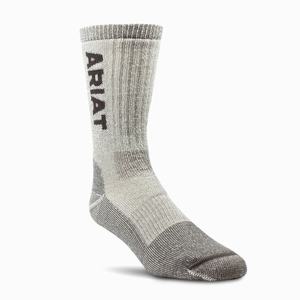 Men's Ariat Midweight Merino Wool Blend Steel Toe Socks Brown | TXWP-51049