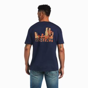 Men's Ariat Monument Sunset Polo Shirts Navy | SDTV-80769