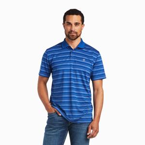 Men's Ariat Ombre Stripe Ftd Polo Shirts Blue | NLPI-84517