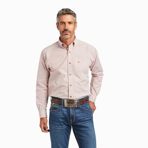 Men's Ariat Pro Series Dayne Mini Stripe Classic Fit Shirts Yellow | RFJS-71843