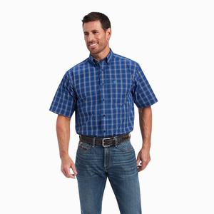 Men's Ariat Pro Series Naveen Classic Fit Shirts Royal Blue | XSFR-96015