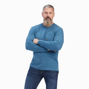 Men's Ariat Rebar Cotton Strong American Raptor T Shirts Turquoise | RLPQ-63085