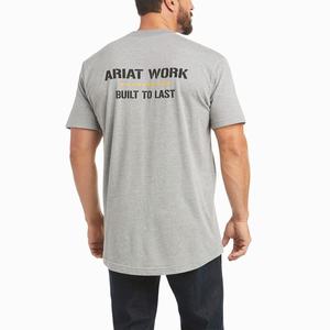 Men's Ariat Rebar Cotton Strong Done Right Short Sleeve Grey | GZJT-07438
