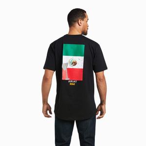 Men's Ariat Rebar Cotton Strong Mexican Pride Graphic Tops Black | WTLU-19347