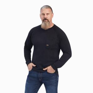 Men's Ariat Rebar Cotton Strong Polo Shirts Black | QGLA-19463