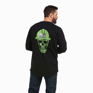 Men's Ariat Rebar Cotton Strong Roughneck Graphic T Shirts Black | VOQI-48653