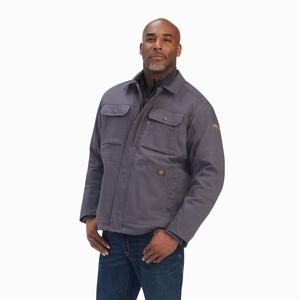 Men's Ariat Rebar DuraCanvas Sherpa-Lined Coats Grey | BNFL-20957