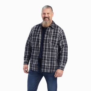 Men's Ariat Rebar DuraStretch Flannel Insulated Jackets Black | EDZU-43250