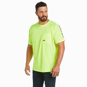 Men's Ariat Rebar Heat Fighter Short Sleeve Light Green | BHJI-61784