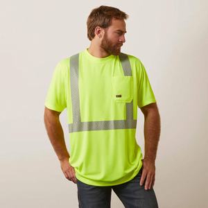 Men's Ariat Rebar Hi-Vis ANSI Tops Yellow | UQBK-17096