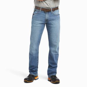 Men's Ariat Rebar M4 Relaxed DuraStretch Basic Cut Skinny Jeans Blue | BICH-29375