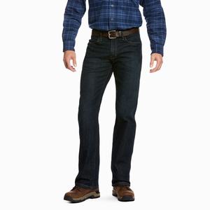 Men's Ariat Rebar M4 Relaxed DuraStretch Basic Straight-Fit Jeans black blue | OUBA-63279