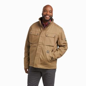 Men's Ariat Rebar MaxMove 2.0 Cordura Water Resistant Insulated Jackets Khaki | ZRJU-39274