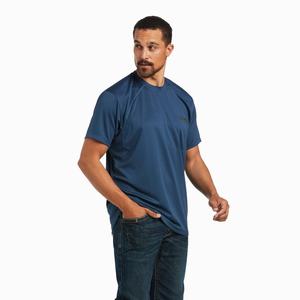 Men's Ariat Rebar Polartec Elite All Season Tops Blue Deep Green | RGLM-16250