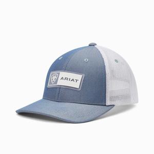 Men's Ariat Rectangle Logo Patch Hats Light Blue | PWDL-03769