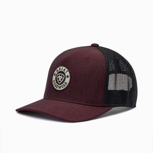 Men's Ariat Round Logo Patch Hats Burgundy | JPBQ-46952