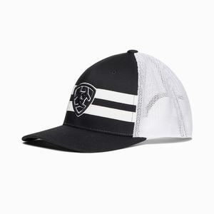 Men's Ariat Shield Logo Hats Black / White | ANUS-59316