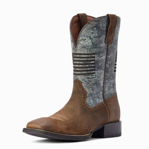 Men's Ariat Sport Flying Proud Western Boots Grey Brown | PJMB-84236