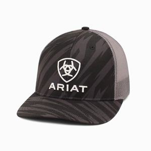 Men's Ariat Stacked Logo Hats Black Stripes | RQYX-87564