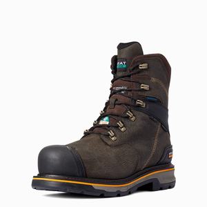 Men's Ariat Stump Jumper 8" CSA Glacier Grip Waterproof 600g Composite Toe Waterproof Boots Coffee | ACVD-06137