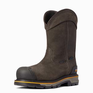 Men's Ariat Stump Jumper Pull-On Waterproof Composite Toe Waterproof Boots Coffee | HXYS-09561