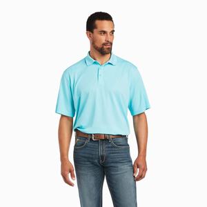 Men's Ariat TEK Polo Shirts Blue | TDCK-10325