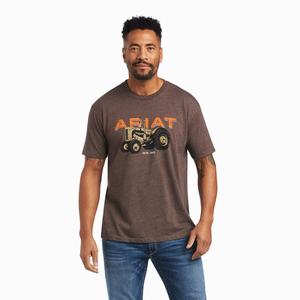 Men's Ariat Tractor Polo Shirts Brown | CAJQ-38607