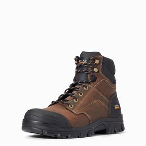 Men's Ariat Treadfast 6" Steel Toe Work Boots Brown | KUJB-45216