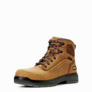 Men's Ariat Turbo 6" Waterproof Work Boots Brown | STVI-37406