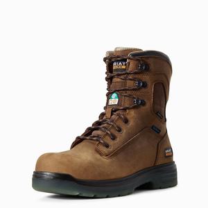 Men's Ariat Turbo 8" CSA Waterproof Carbon Toe Work Boots Brown | EUHR-65034