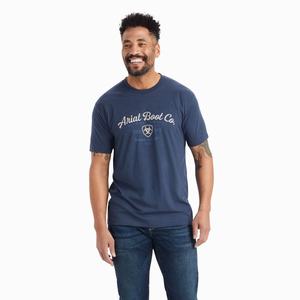 Men's Ariat Type Crest Polo Shirts Navy | OEMV-18759