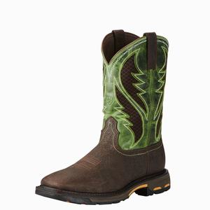 Men's Ariat WorkHog Wide Square Toe VentTEK Composite Toe Work Boots Brown | BIYM-21439