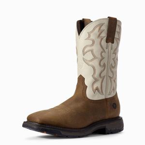 Men's Ariat WorkHog Work Boots Brown | LEXZ-52863