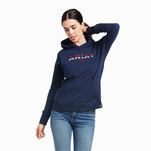 Women's Ariat 3D Logo 2.0 Hoodie Navy | BXDE-84623