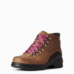 Women's Ariat Barnyard Lace Waterproof Hiking Boots Brown | EGOA-06273