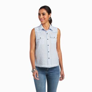 Women's Ariat Boom Boom Tops Blue Stripes | BXSK-48152