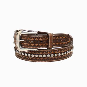 Women's Ariat Crystal Stud Belts Brown | DHWX-64873