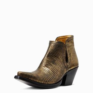 Women's Ariat Dixon Lizard Booties Gold | MLIT-59728