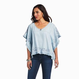 Women's Ariat Eden Tops Light Blue | OPZG-83967