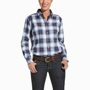 Women's Ariat FR Adina Shirts Blue | PSVO-14256
