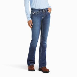 Women's Ariat FR DuraStretch Basic Cut Jeans Blue | FRXP-74396