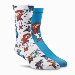 Women's Ariat Flash Crew 2 Pair Pack Socks White / Turquoise | VSAQ-96723