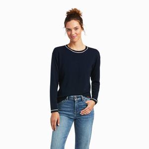 Women's Ariat Floret Sweaters Navy | GKMT-47601
