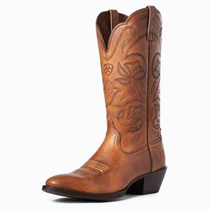 Women's Ariat Heritage R Toe Dress Boots Copper Brown | QOFY-85936