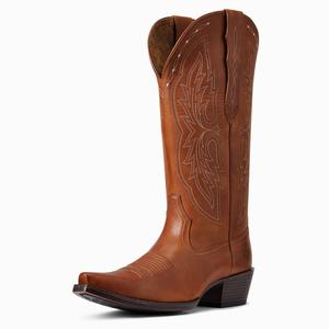 Women's Ariat Heritage X Toe Elastic Wide Calf Dress Boots Brown | KOPH-94675
