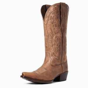Women's Ariat Heritage X Toe Elastic Wide Calf Dress Boots Brown | YUIR-75836