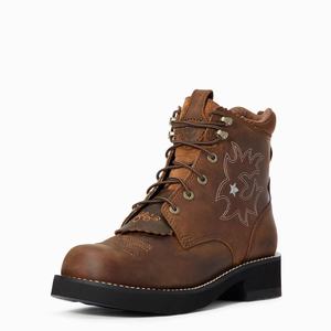 Women's Ariat Lacer Booties Brown | SIRZ-30594